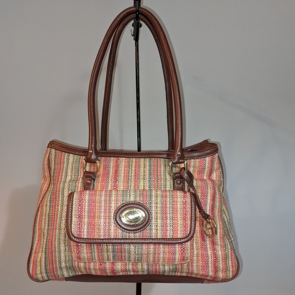 Etienne Aigner Woven Striped Multi Color Large Bag